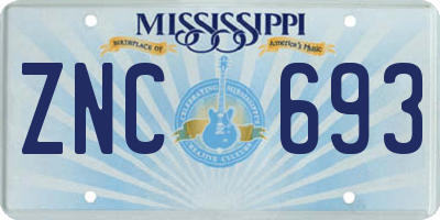 MS license plate ZNC693