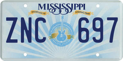 MS license plate ZNC697
