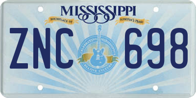 MS license plate ZNC698