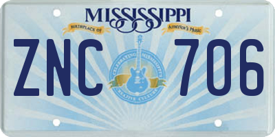 MS license plate ZNC706