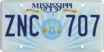 MS license plate ZNC707
