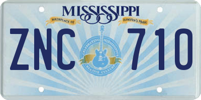 MS license plate ZNC710