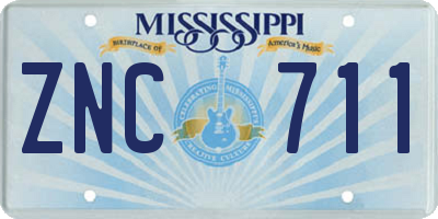 MS license plate ZNC711