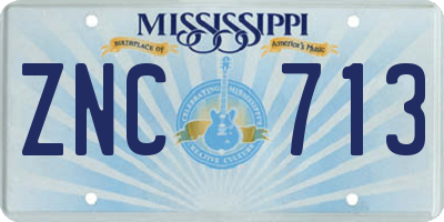 MS license plate ZNC713