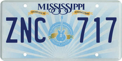 MS license plate ZNC717