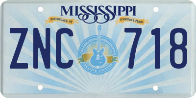 MS license plate ZNC718