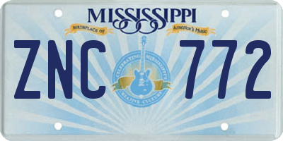 MS license plate ZNC772