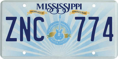 MS license plate ZNC774