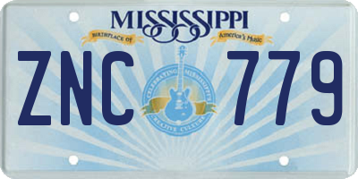 MS license plate ZNC779