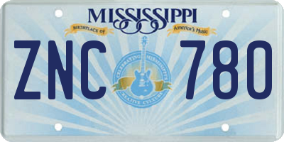 MS license plate ZNC780