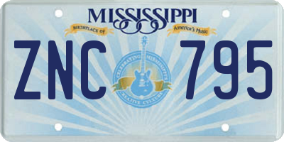 MS license plate ZNC795