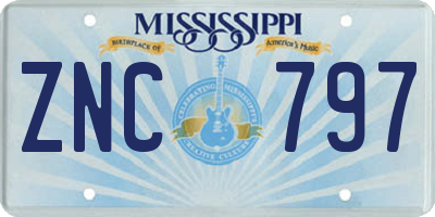 MS license plate ZNC797