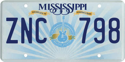 MS license plate ZNC798