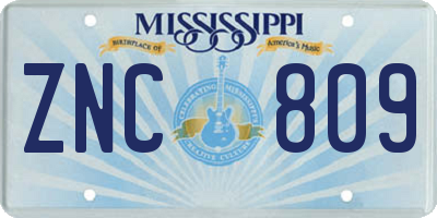 MS license plate ZNC809