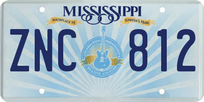 MS license plate ZNC812