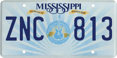MS license plate ZNC813
