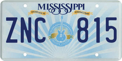 MS license plate ZNC815