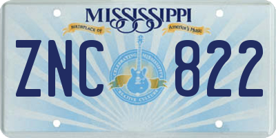 MS license plate ZNC822