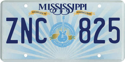 MS license plate ZNC825