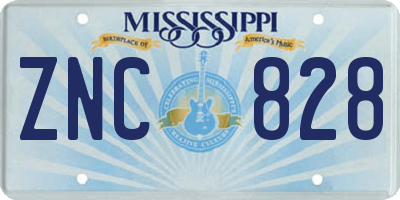 MS license plate ZNC828