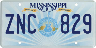 MS license plate ZNC829