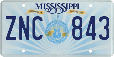 MS license plate ZNC843