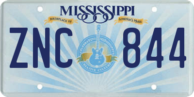 MS license plate ZNC844