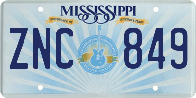 MS license plate ZNC849