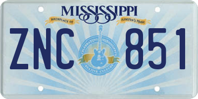 MS license plate ZNC851