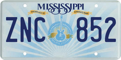 MS license plate ZNC852