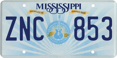 MS license plate ZNC853