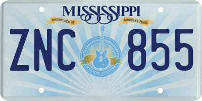 MS license plate ZNC855