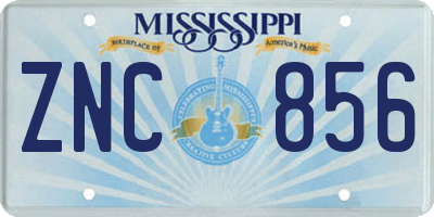 MS license plate ZNC856