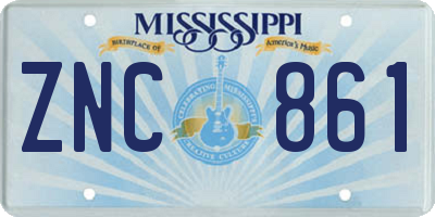 MS license plate ZNC861