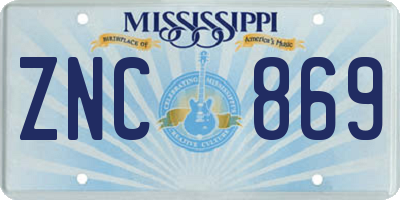 MS license plate ZNC869