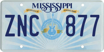 MS license plate ZNC877