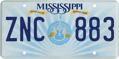 MS license plate ZNC883