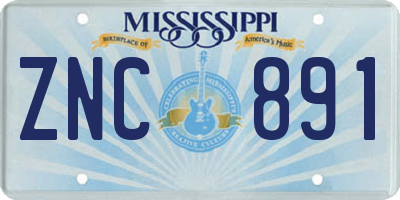 MS license plate ZNC891