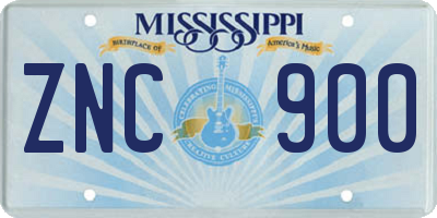 MS license plate ZNC900