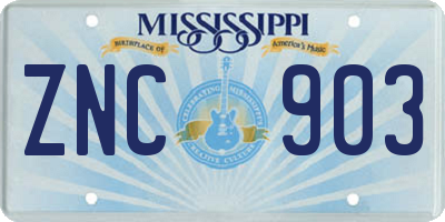MS license plate ZNC903