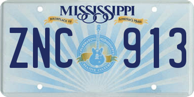 MS license plate ZNC913