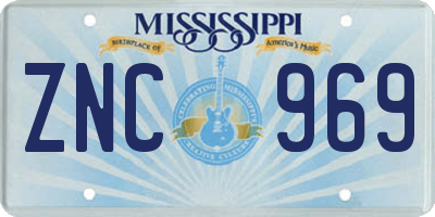 MS license plate ZNC969