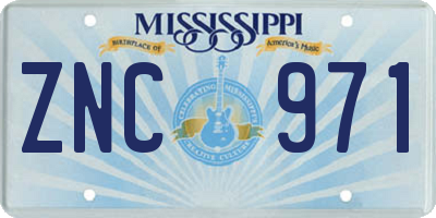 MS license plate ZNC971