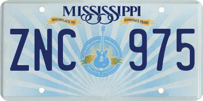 MS license plate ZNC975