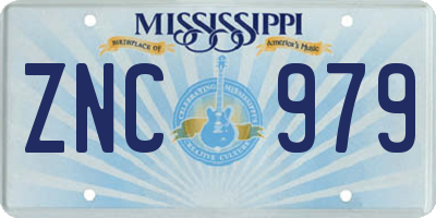MS license plate ZNC979
