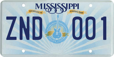 MS license plate ZND001