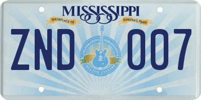 MS license plate ZND007
