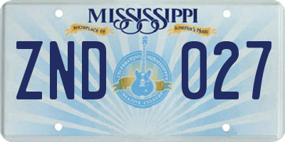 MS license plate ZND027