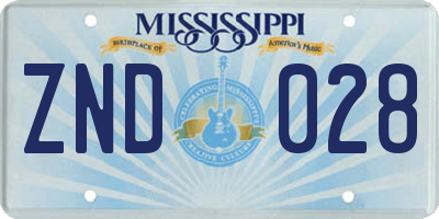 MS license plate ZND028