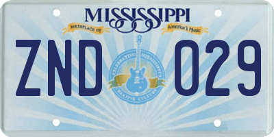 MS license plate ZND029